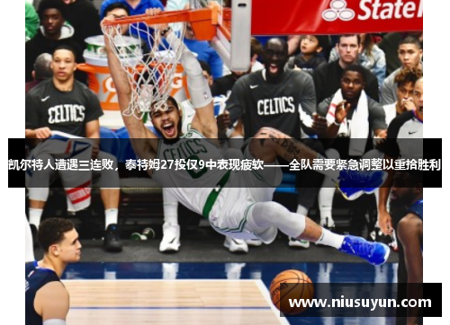 凯尔特人遭遇三连败，泰特姆27投仅9中表现疲软——全队需要紧急调整以重拾胜利